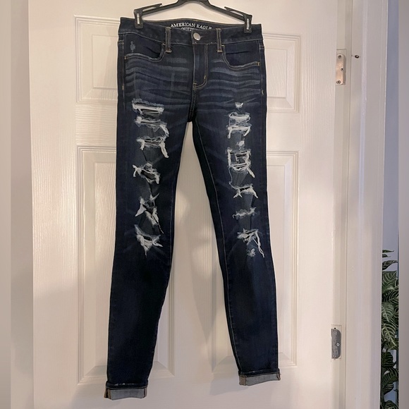American Eagle Outfitters Denim - American Eagle Dark Wash Ripped Jegging Jeans